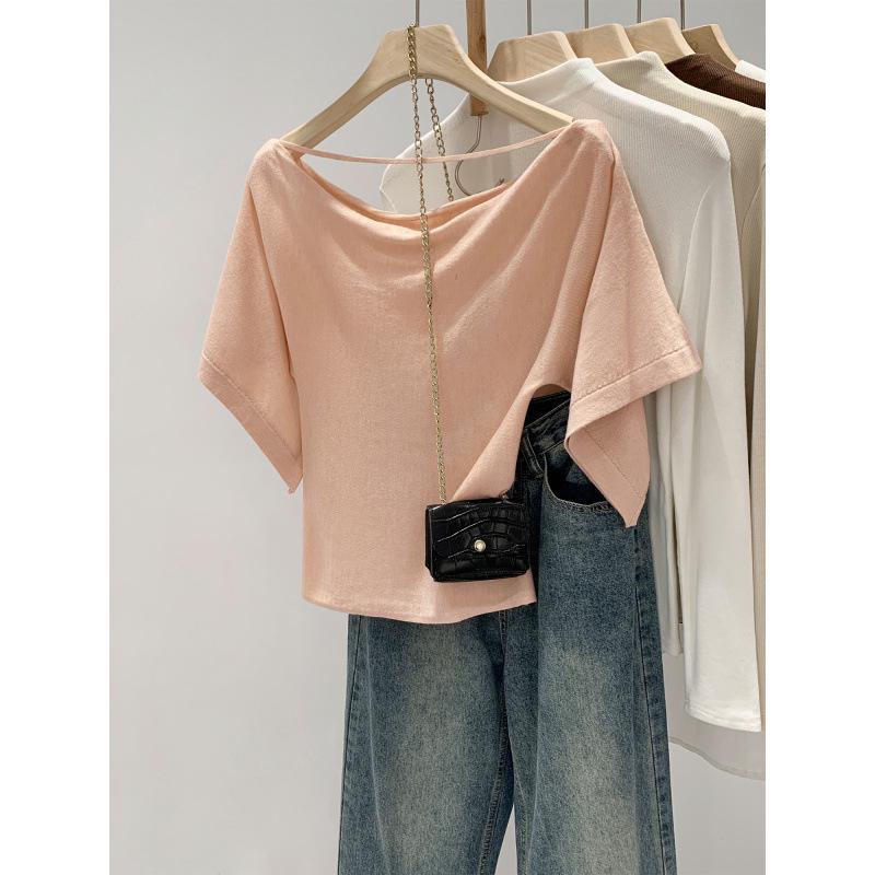 Korean-Style One-Shoulder Batwing Sleeve Summer Top for Women - 2026 Collection
