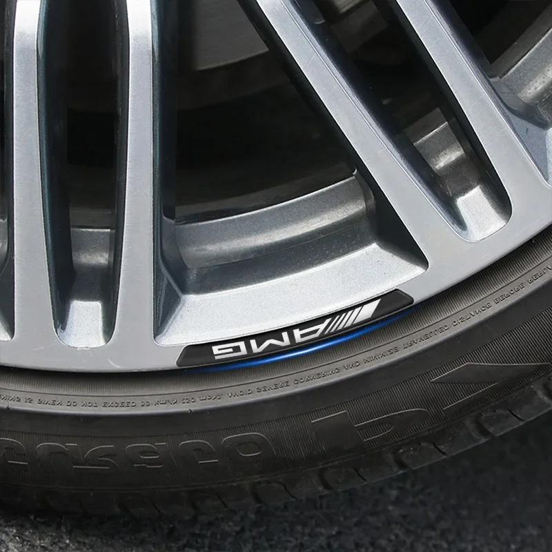 AATT1 4Pcs Car Logo Aluminium Wheel Rim Stickers Emblem Badge Accessories For AMG Mercedes Benz Exclusive C200 C260 C300 W202 W203