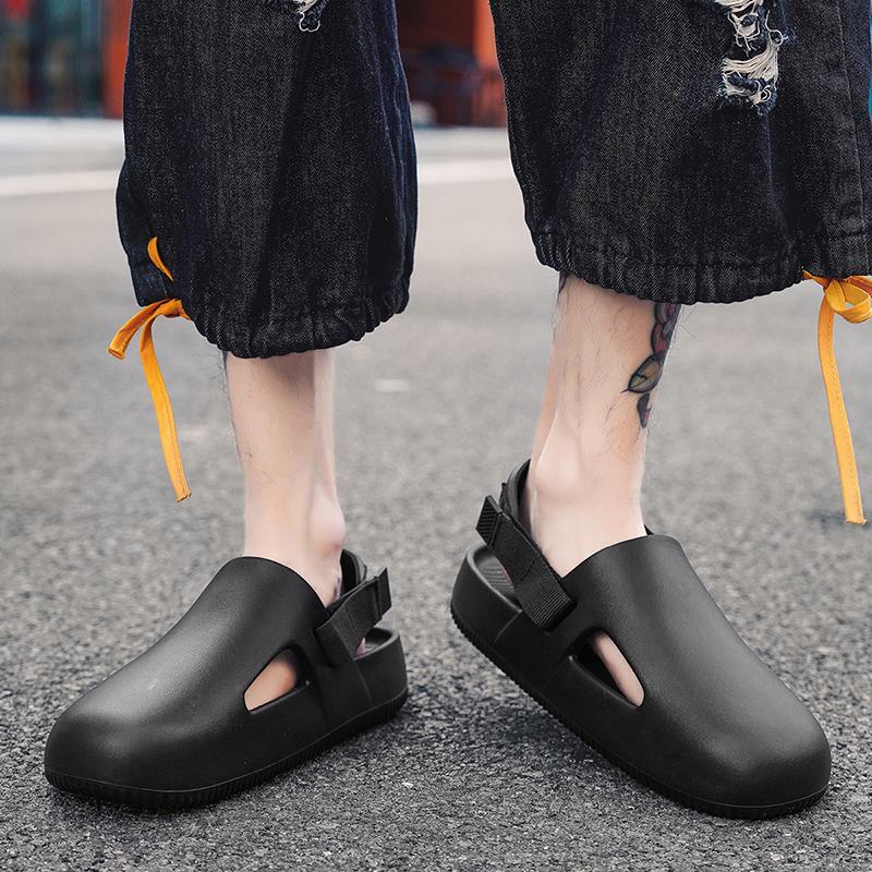Fashion Shoes Men Summer Thick Bottom Casual Men's Beach Sandals Lightweight Hollow Out Breathable Baotou Slippers Couple Casual Shoes