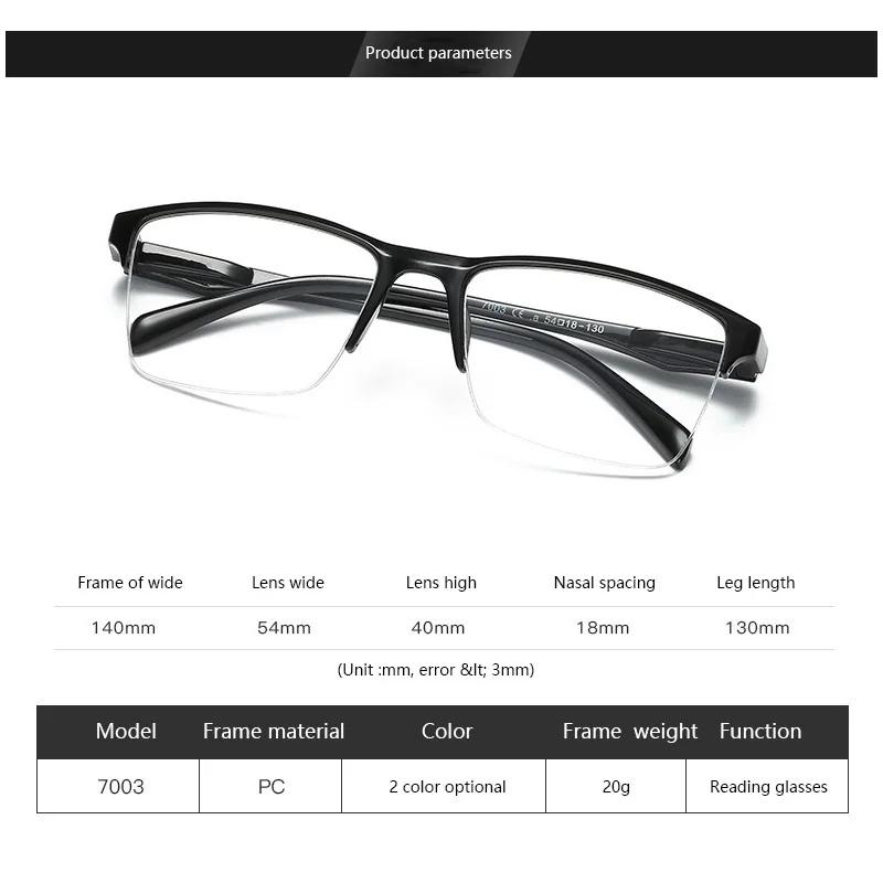 Ultralight Square Half Frame Reading Glasses Presbyopic Men Women +0.25 To 3.25 Lightweight Comfortable