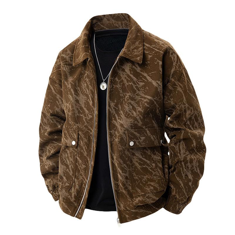 Kuscheln Sie sich ein Modebedruckte Jacke mit quadratischem Ausschnitt Übergröße für mollige Männer Lockere Freizeitjacke