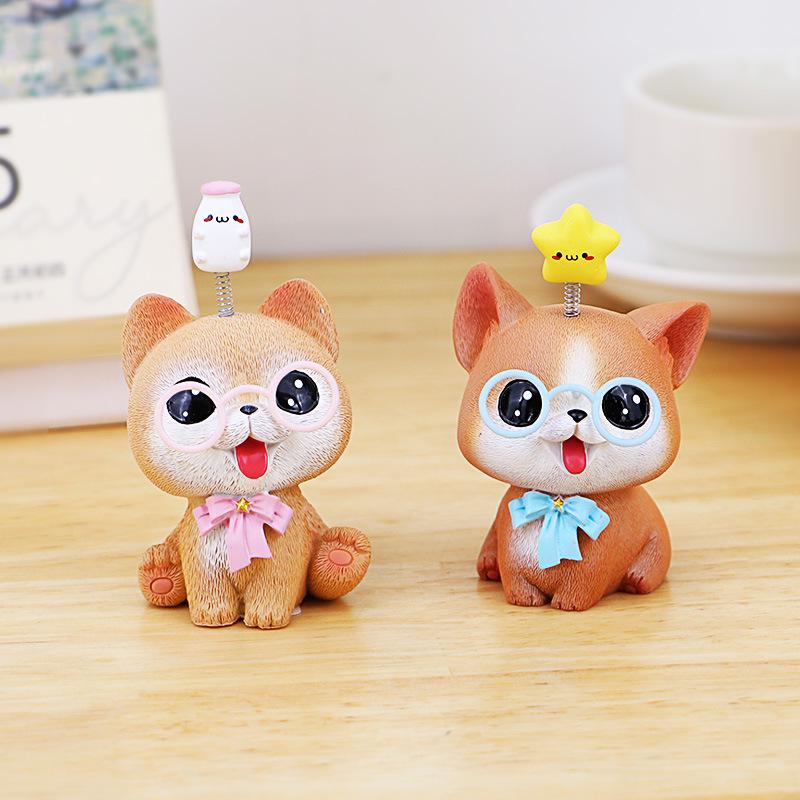 Adorable Pomeranian Dog Figurine: Office Desk & Car Interior Decoration