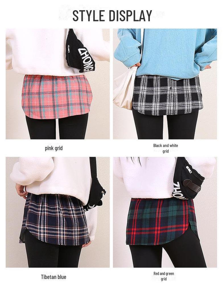 Plaid Layered Sweater Skirt for Women - Autumn/Winter Bottoming with Faux Hem To Cover Hips.