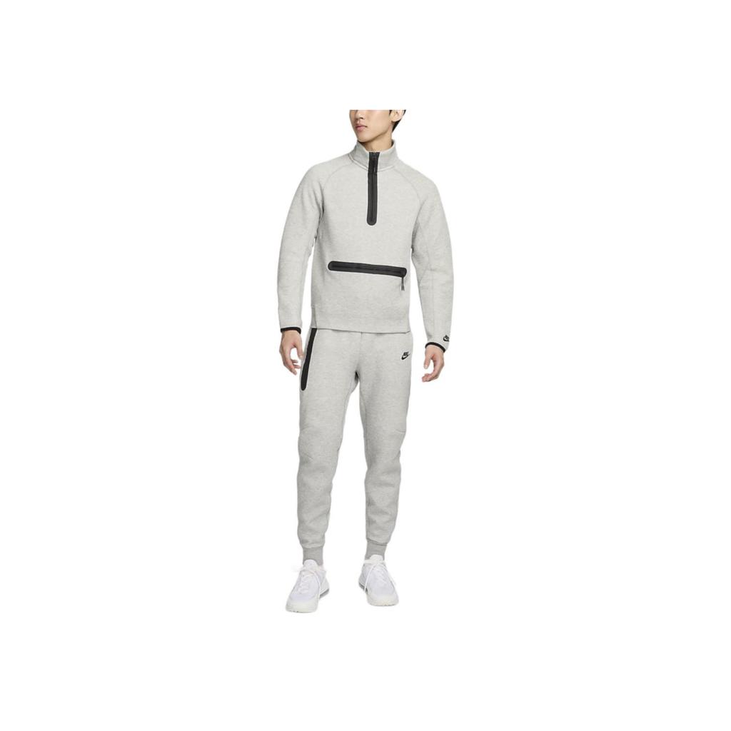 Nike Düz Renk Yarım Fermuarlı Düşük Omuzlu Kazak Erkek Sweatshirt Gri FB7999-063