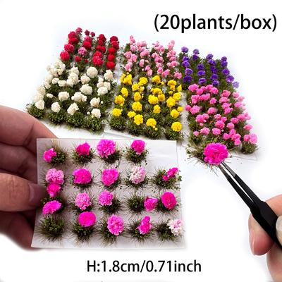 20pcs 3 Colors Artificial Model Flower Cluster Model Durable Miniature Train Decoration