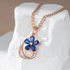 Blauer Zirkonia-Blütenblatt-Goldener großer Anhänger Doppelte Hohle dicke Kette Halskette für Frauen Vintage-Schmuck Luxus-Accessoires