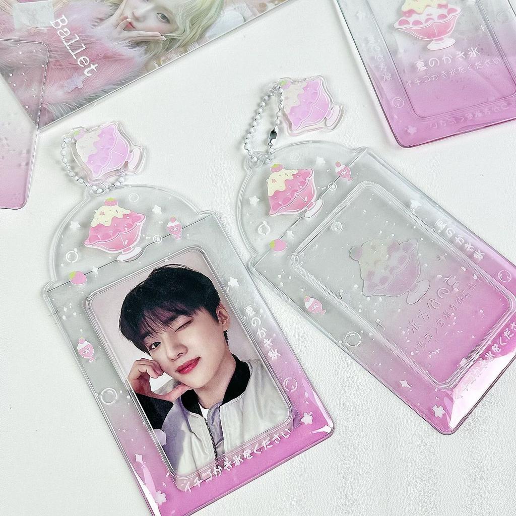 New Cute Cartoon Photo Card Holder 3 inch Decorative Idol Photo Album Protective Sleeves Kawaii Japanese Stationery Pendant