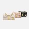 Womens Mini Square Crossbody Bag With Rhombus Stitching PU Leather Chain Strap Fashionable Street Style Shoulder