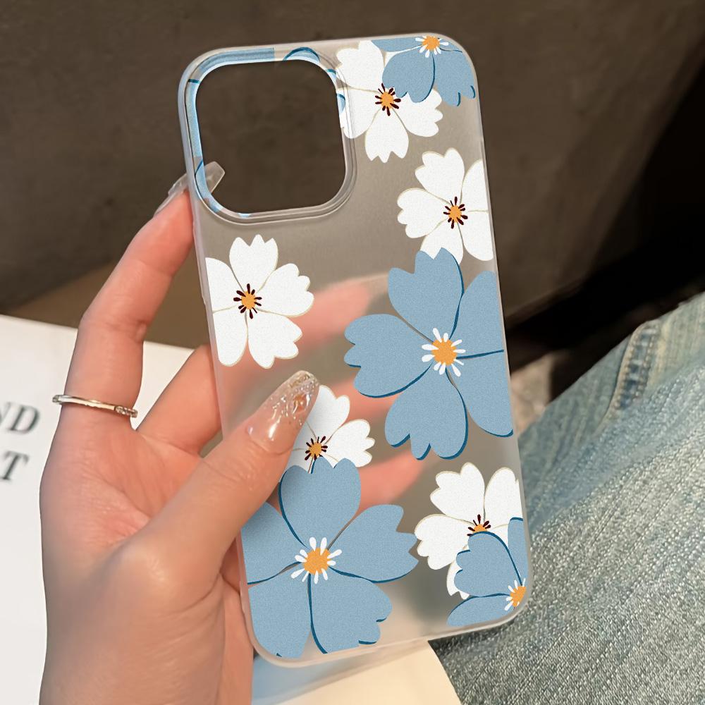 Soft TPU Transparent Flower  Phone Case for iPhone 11 Funda iPhone 13 14 15 Pro Max Plus 12 Mini 13pro 15pro 14pro Matte Covers