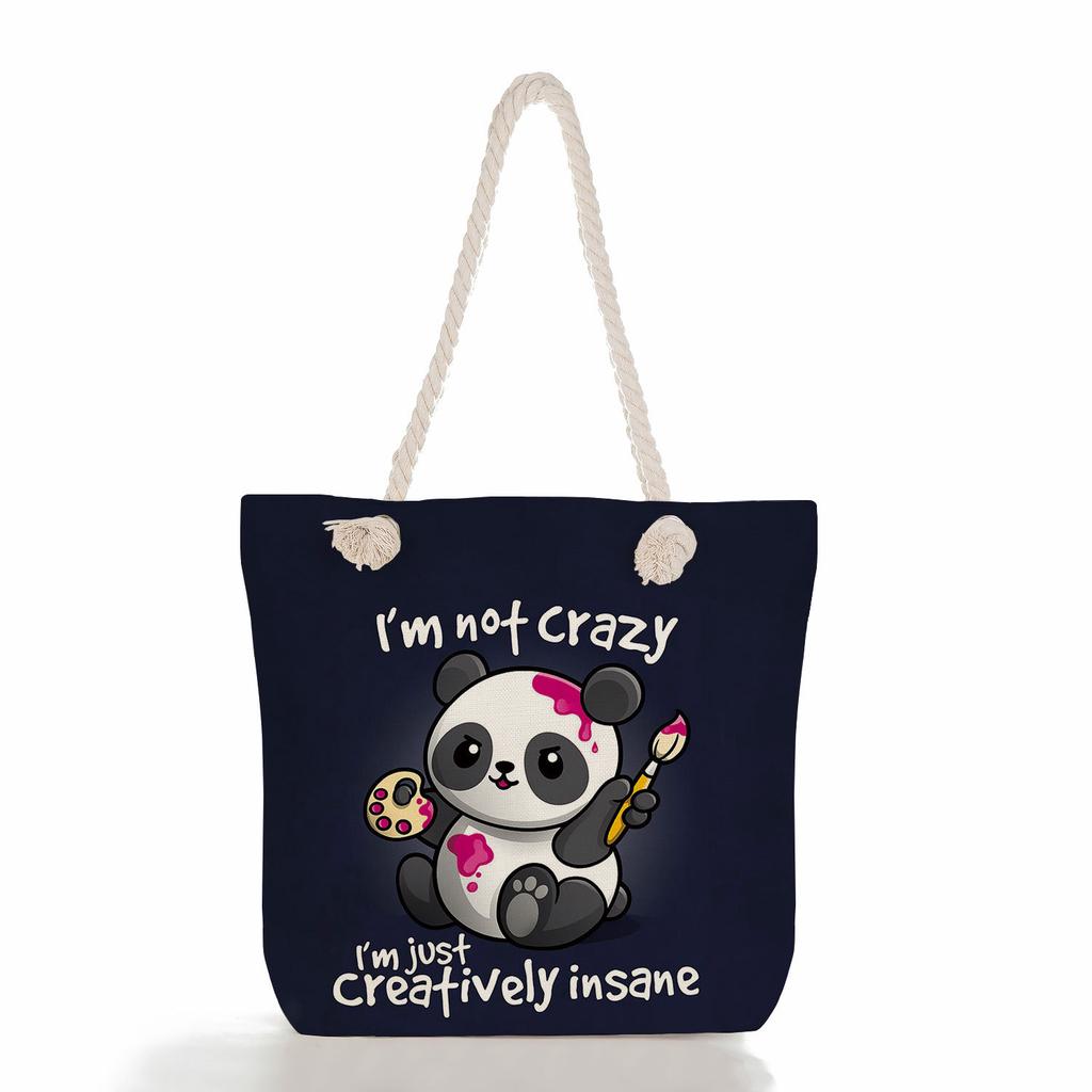 Bear Doll Print Thick Rope Single-shoulder Beach Bag 7256