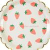 Fruit-Themed Disposable Picnic Set: Lemongrass, Strawberry, Watermelon, Pineapple Plates, Gold Foil Lace Party Plates, Cups & Napkins.