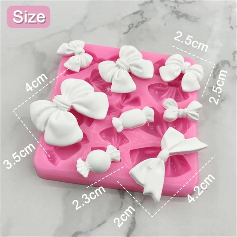 Newest 1pcs Cute Knot Bow Molds Soft Silicone Fondant Resin Art Mould Cake Decoration Pastry Kitchen Baking Accessories Tools