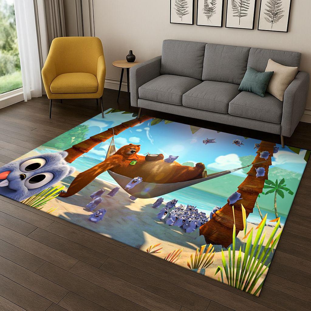 3D Grizzy and The Lemmings Cartoon Carpet Rug for Bedroom Living Room Sofa Home Decor,kids Game Area Rug Non-slip Floor Mat Gift