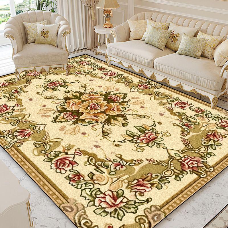 European Style Home Decoration Rugs Living Room Retro Flower Carpet Hall Sofa Large Area Rug Non-slip Room Doorway Soft Foot Mat