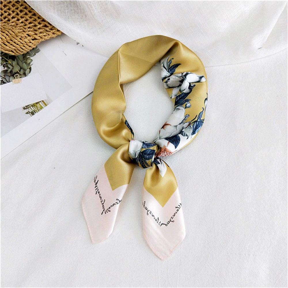 Floral Print Headkerchief Neck Scarves Women 70CM Square Headband Hijab Scarf For Ladies