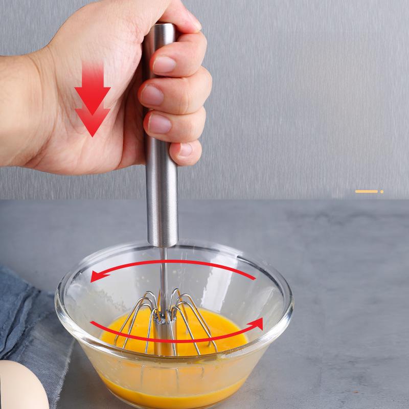 Stainless Steel Manual Press Handheld Egg Beater and Cream Mixer for Home Baking