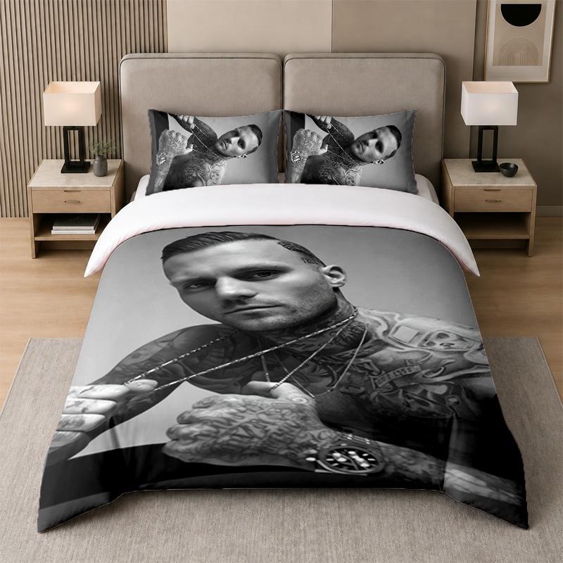 3-teiliges Bettwäsche-Set, Kontra K 1 Bettbezug und 2 Kissenbezüge, Bedruckte Bettwäsche-Deko für Gästezimmer 135cmx200cm white