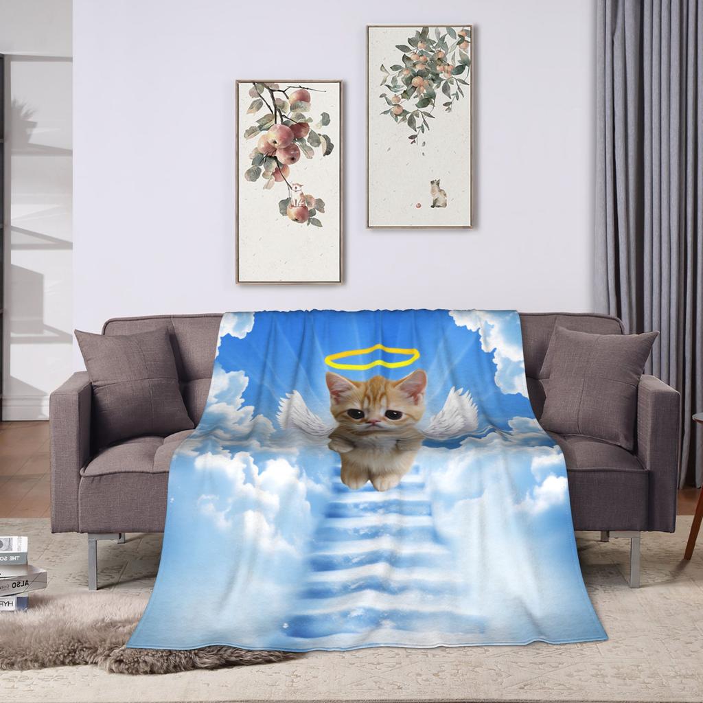 Stairway to Heaven Cat Throw Blanket Warm Graphic Blankets For Couch Chair Travel Car Flannel Bedspread Bed Cover