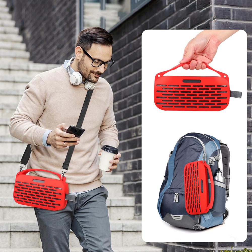 Funda Protectora de Silicona con Asa y Correa para el Hombro Bolsa de Transporte Protectora de Viaje para Altavoz Bose SoundLink Flex 2ª Generación