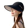 Summer New Hat Women's Outdoor Sports Sunscreen Empty Top Hat Big Edge Sun Hat Solid Color Versatile Sun Hat