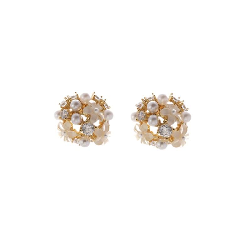 Elegant Floral Pearl Stud Earrings Women Post Lightweight Fashion Jewelry Office Daily Wear