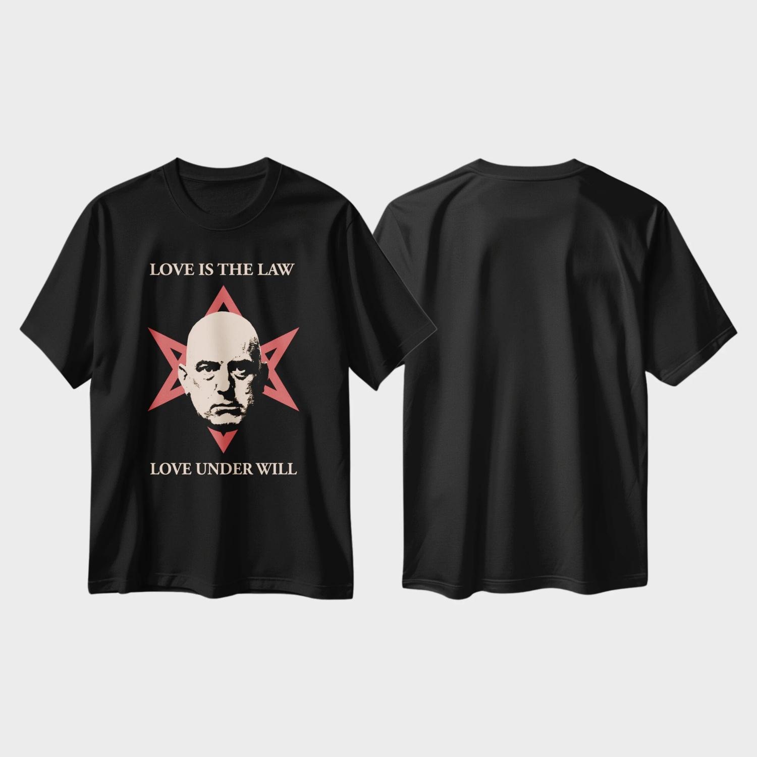 Funny T-shirt Aleister Crowley Love Is The Law Cotton Vintage Round Neck Hip Hop Men Women Streetwear Tees Short Sleeve S чёрный