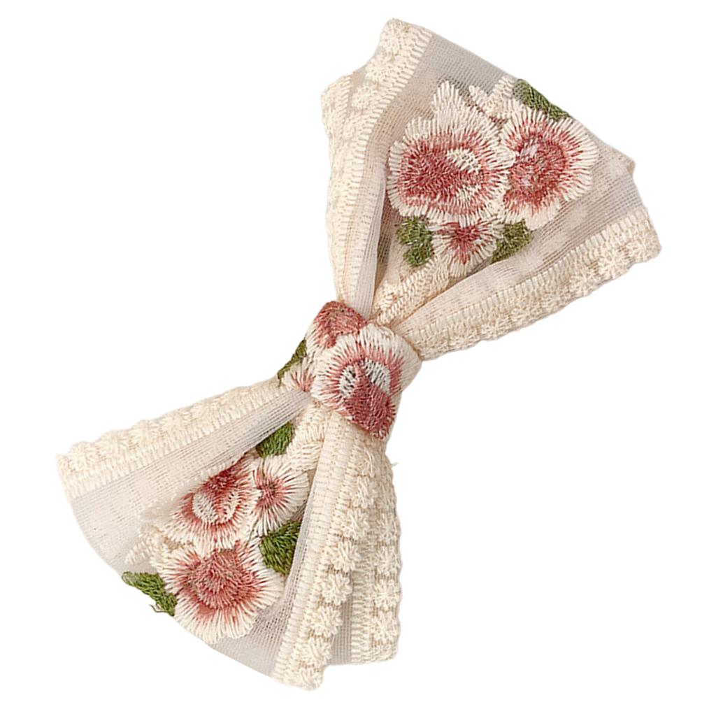 Lace Bow Elegant 2000s Style Side Clip Bow Hair Clip Sweet Girls Floral Embroidered Flower Large Bowknot Balletcore