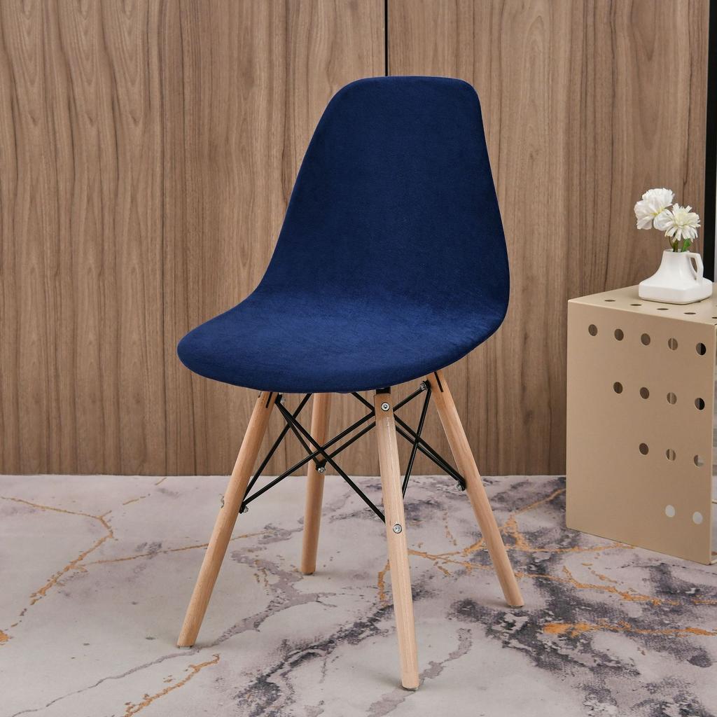 Velvet Shell Chair Cover Solid Color Stretch Nordic Round Chair Covers Elastic Dining Seat Cover Home Hotel Party Banquet 2025