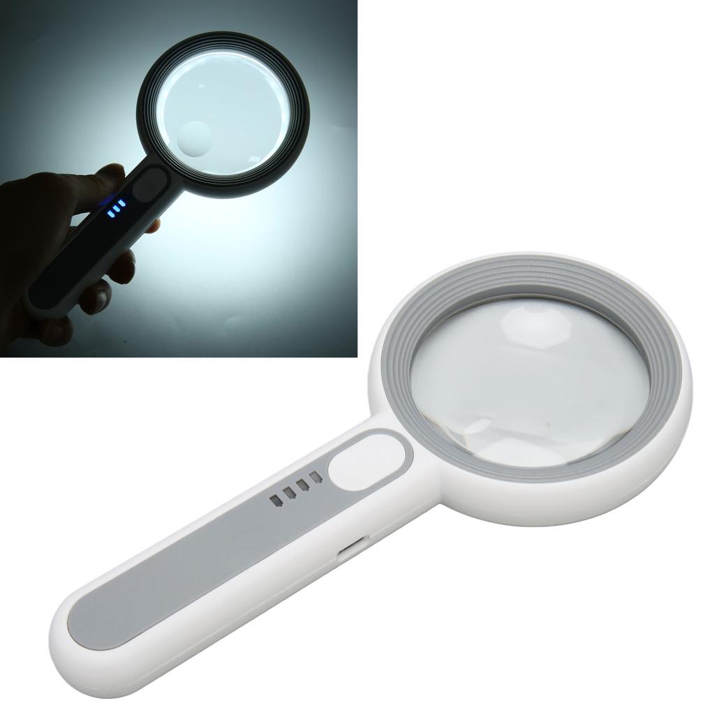 Handheld Magnifier Portable Rechargeable Optical Lens Touch Control LED Lighted Magnifier for Readin