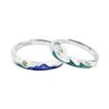 Ins  Sale Romantic Vintage Style Mountain Sea Rings Forever Love Paired Promised Women Unix Couple Silver Color Ring Jewelry