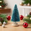 Small Christmas Tree Mini Bottle Brush Tree Artificial Miniature Tiny Sisal with Living Room Decor Wooden Base Winter Snow Frost Tabletop