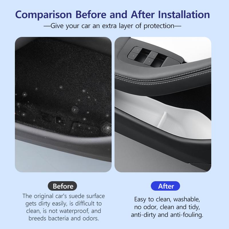 NovaAcc 4PCS Door Side Storage Box For Tesla Model 3 Highland 2024 Door Organizer Tray Door Handle Armrest Door Pocket Inserts