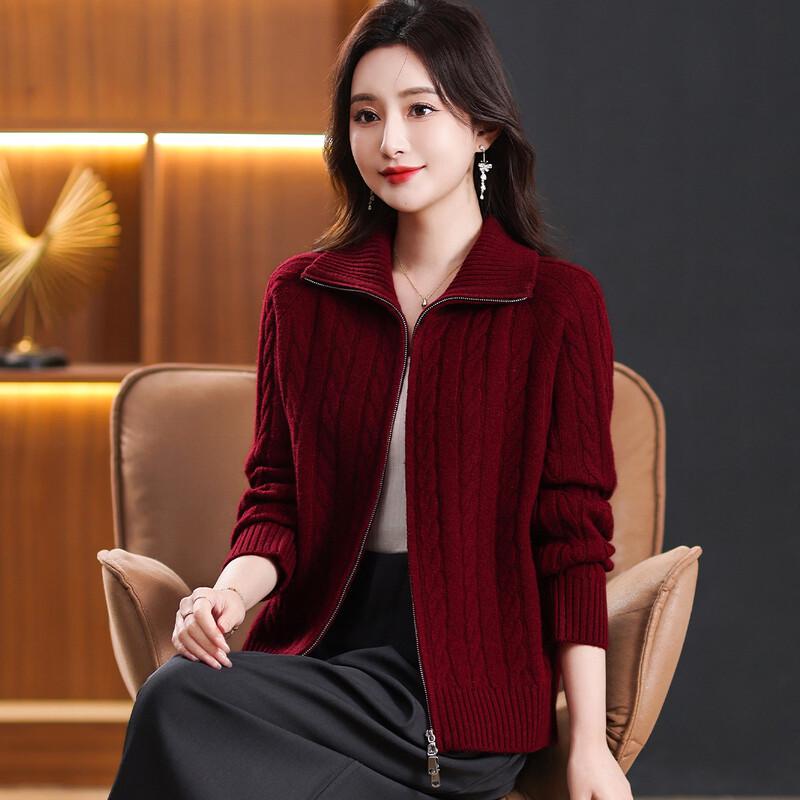 SNOWFLYING Women's Cable Knit Wool Cardigan