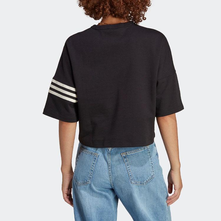 Adidas Originals Adicolor Neuclassics Tee With Trefoil And Three-Stripe Print Women Tops Black IB7310