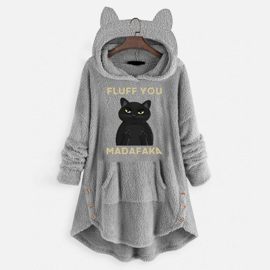 Autumn and Winter Hoodie, Women's Hooded Long Sleeved Double-sided Velvet Women's Oversized Jacket