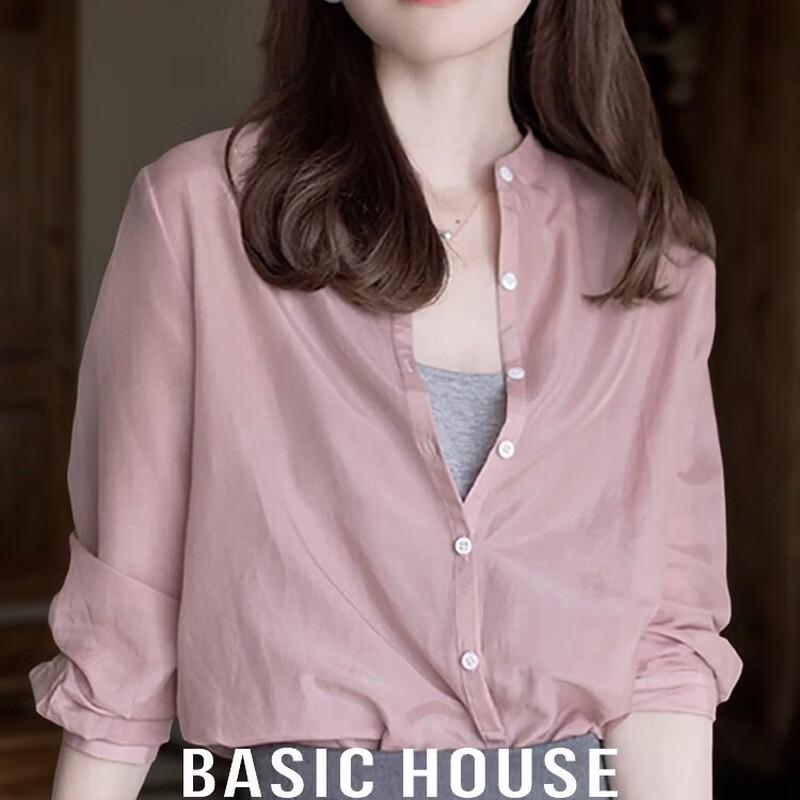 Basic House Women s Stand-Up Collar Commuter Blouse L