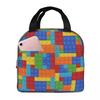 Colorful Bricks Blocks Toys Design Insulated Lunch Bag for Women Children Leakproof Food Boxes Thermal Lunch Box Tote