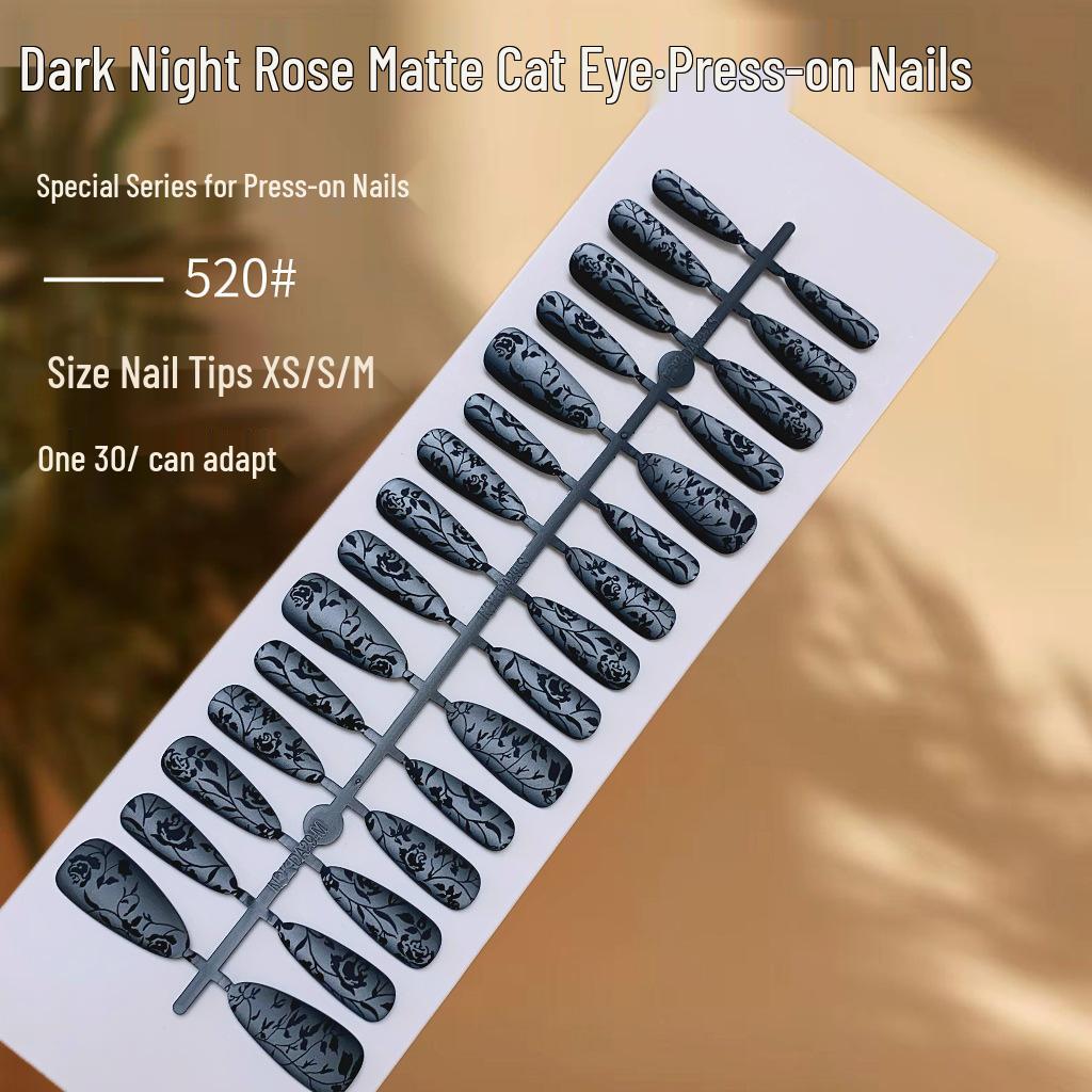 

Xiaohongshu Exquisite Cat Eye Dark Rose High-End Wearable Fake Nails