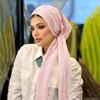 Soft Stretch Solid Color Crinkle Hijabs Adjustable Wrinkle Headscarf Women Turban Hats  Modest