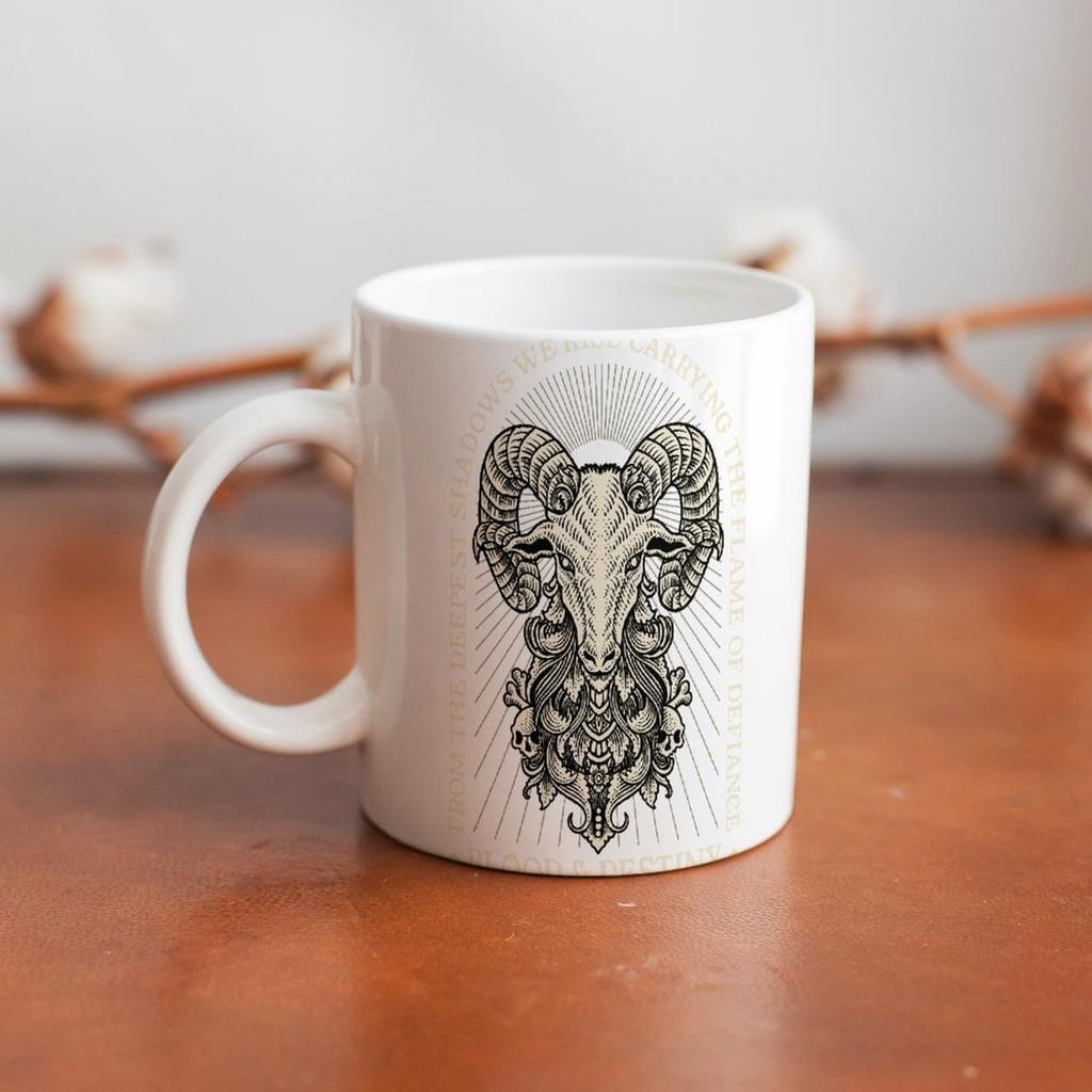 11oz White Ceramic Coffee Mug with Smooth Handle, Double-Sided Print and Glossy Body for Hot Drinks and Daily Use