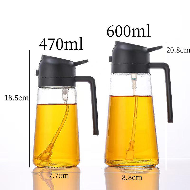 Dual-Use Automatic Oil Dispenser: Leak-Proof Glass Bottle for Spraying and Pouring, Large Capacity