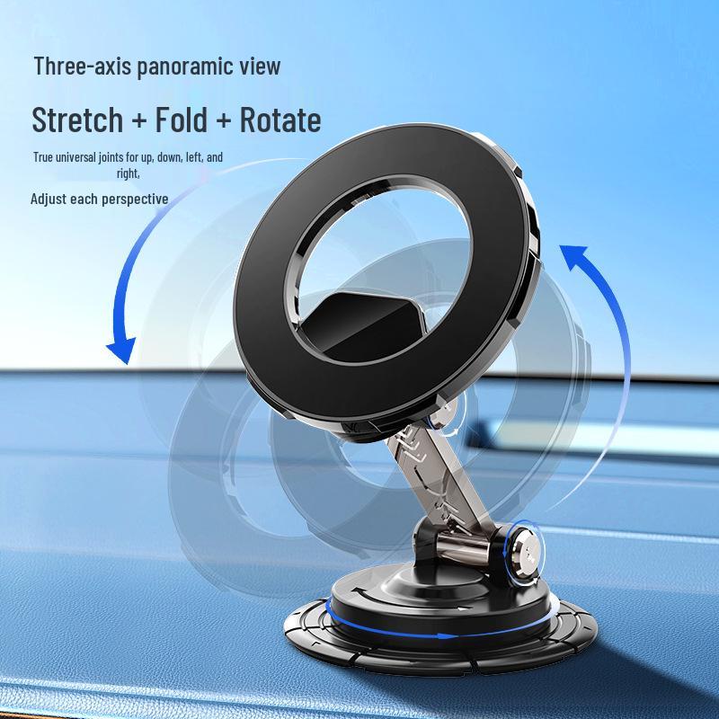 Retractable Rotating Magnetic Phone Holder with Suction Cup for Desktop and Car Use