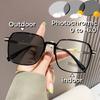 Square Women Short-sighted Eyeglasses Anti Blue Light Photochromic Myopia Glasses Ultra Light Large Frame Finished Myopic Lens