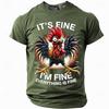 Funny Rooster Pattern Men's T-Shirts Fashion Letter Print Tees Casual O-neck Loose Short Sleeve Tops Street Hip Hop y2k Clothes