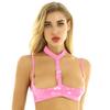 Dámské sexy podprsenky Spodní prádlo Mokrý vzhled Lakovaná kůže Spodní prádlo Bralette Halter Neck Polička Podprsenka Top