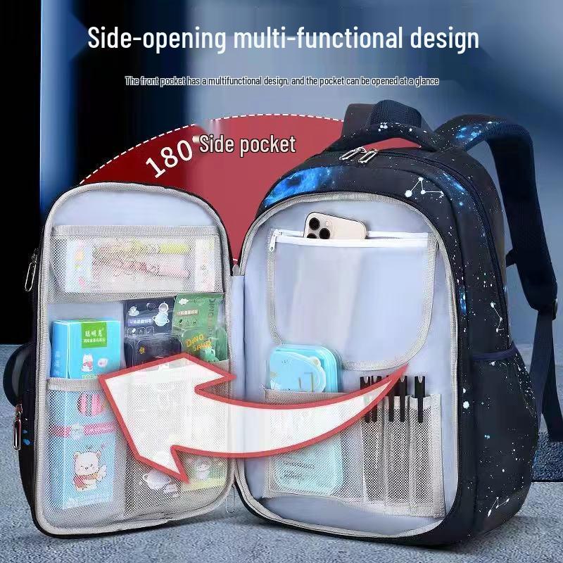 Starry Sky Backpack for Boys, Grades 1-6: Spine Protection, Lightweight & Splashproof