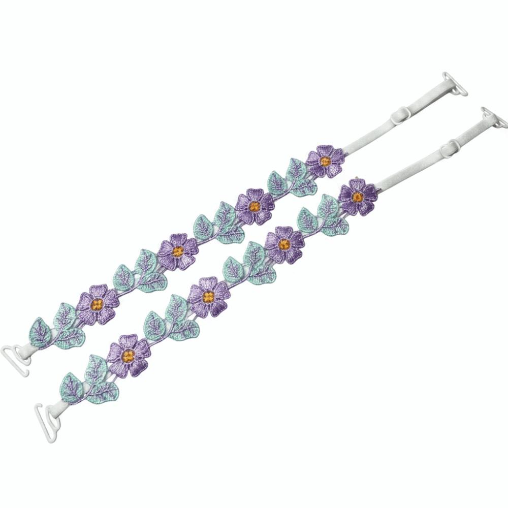Embroidered Flowers Lace Lingerie Strap Adjustable Elastic Lace Trim Strap Wedding Party Dress