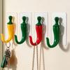 Chili Shaped Wall Mount Hooks Creative Drilled Key & Coat Hanging Hooks For Entryway Hallway Home Decor Storage