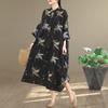 DIMANAF New 2026 Women Plus Size Spring Summer Beach Long Black Dress Vintage Lady Loose Oversize Maxi Floral Print Cotton Button