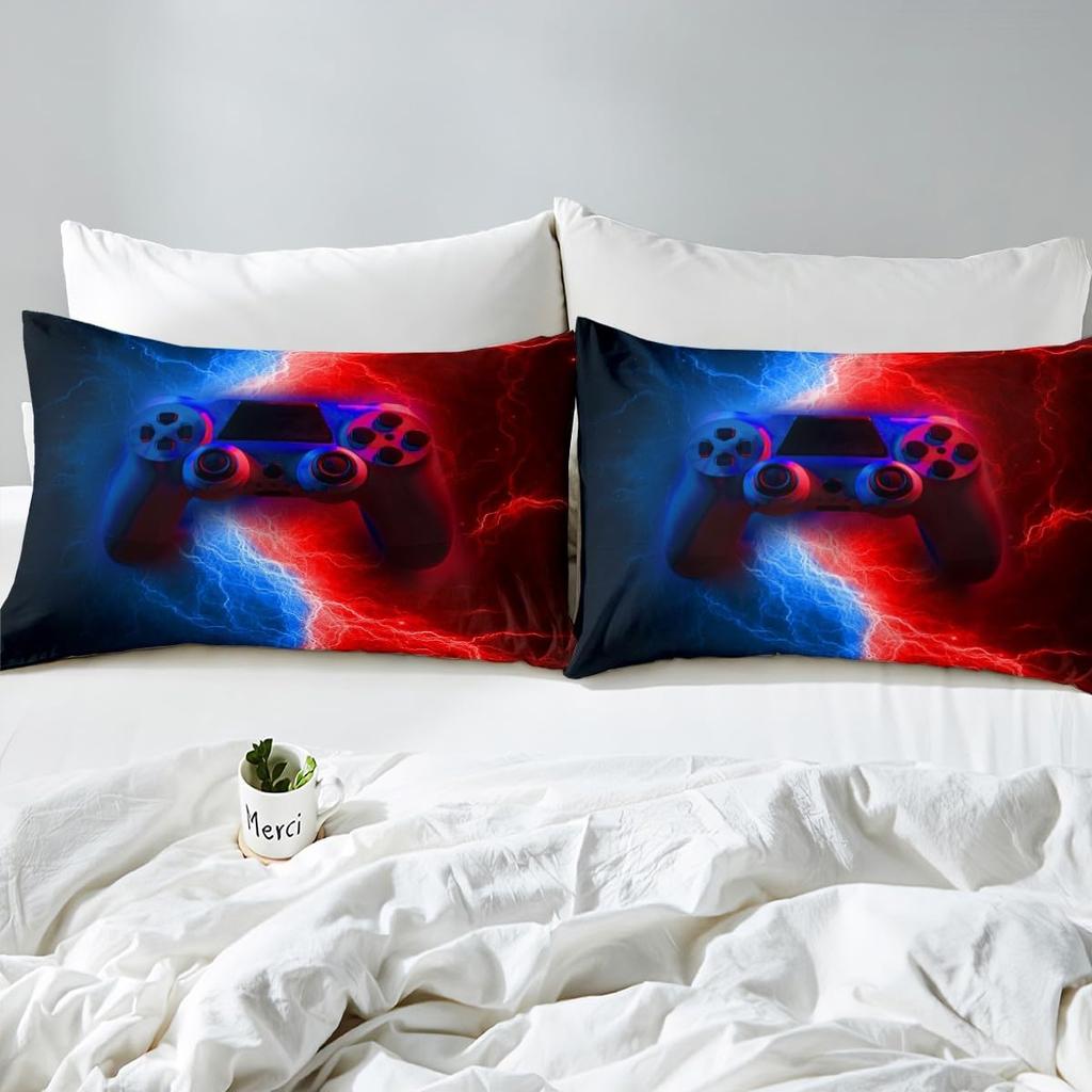 Gamer Gaming Bedding Sets Single SizeLightnings Gamepad Duvet Cover Video Games Comforter Cover for Kid Teens Boys girls Man